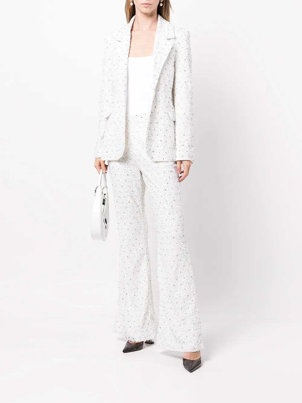 Retrofete Flared broek - Wit