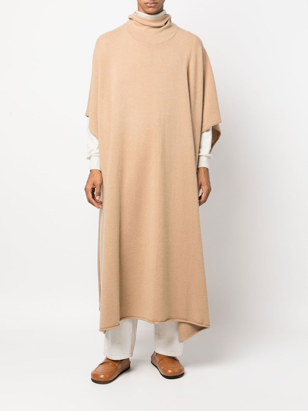 extreme cashmere Poncho met print - Beige