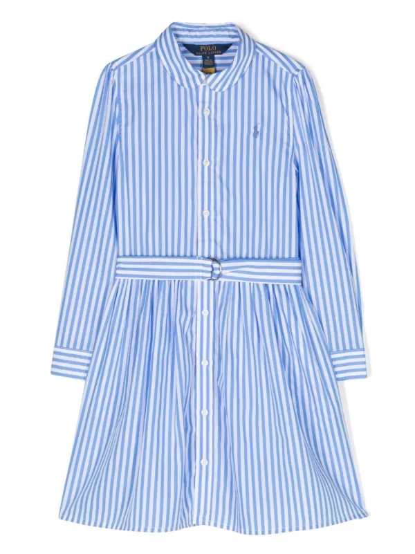 POLO RALPH LAUREN KIDS ストライプ シャツワンピース | ブルー