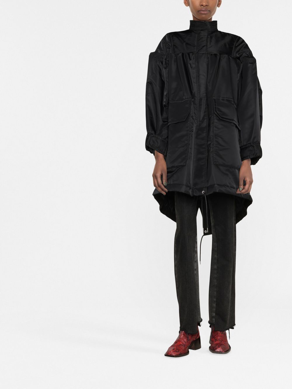 sacai Oversized mantel - Zwart