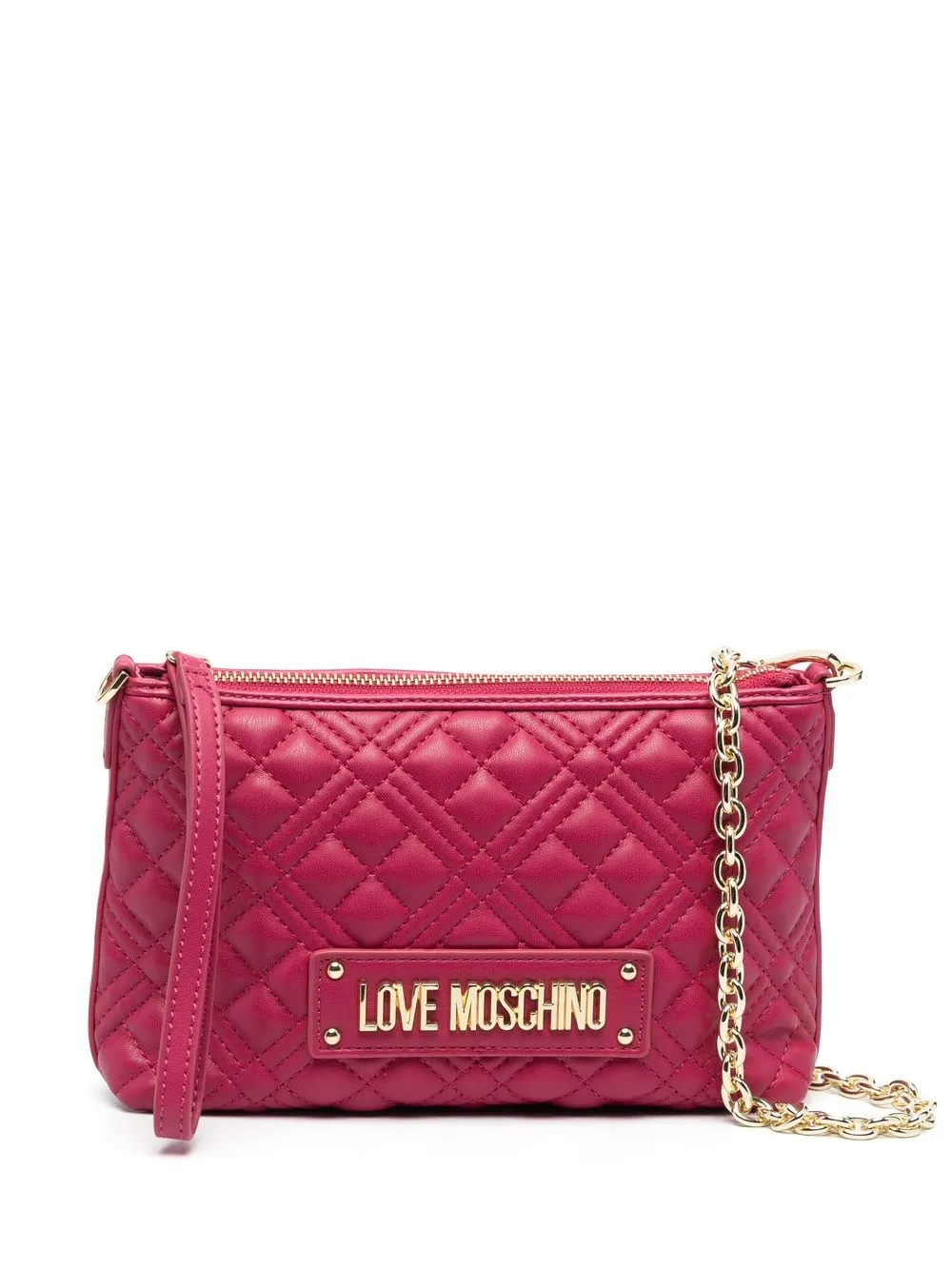 

Love Moschino logo quilted clutch - Pink