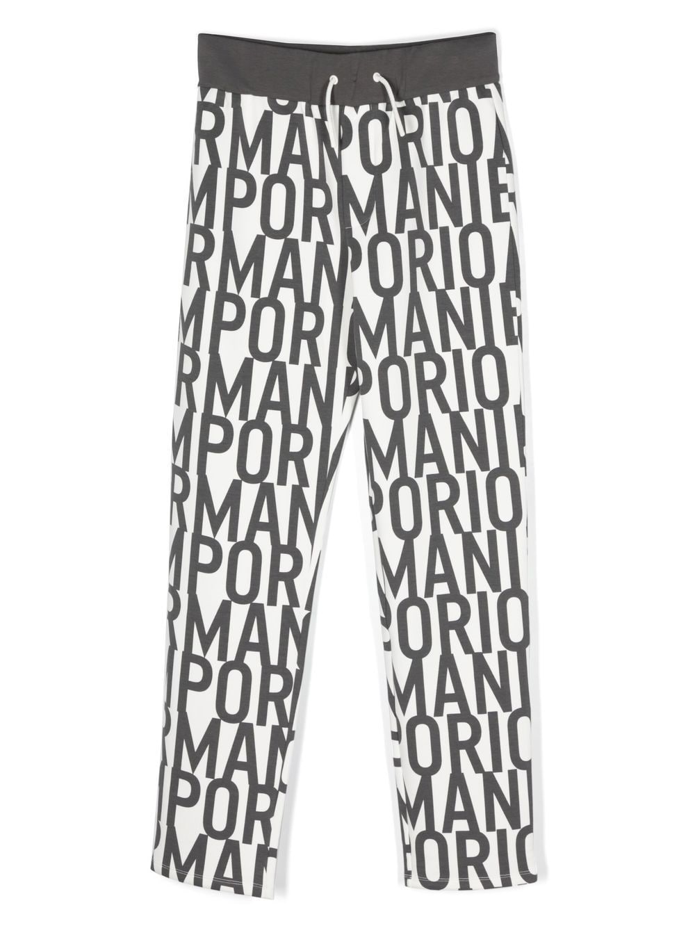 Emporio Armani Kids' Logo-print Stretch-cotton Trousers In White