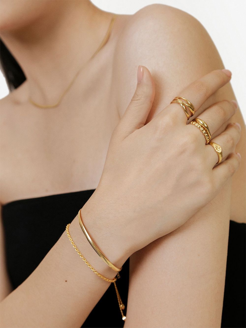 Shop Monica Vinader Snake Chain Bracelet In Gold