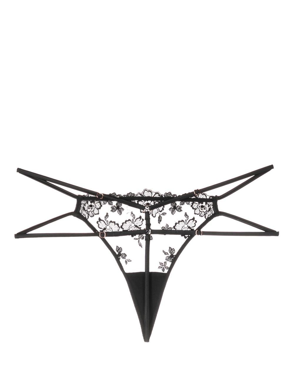 Fleur Du Mal stud-detail Embroidered Thong - Farfetch