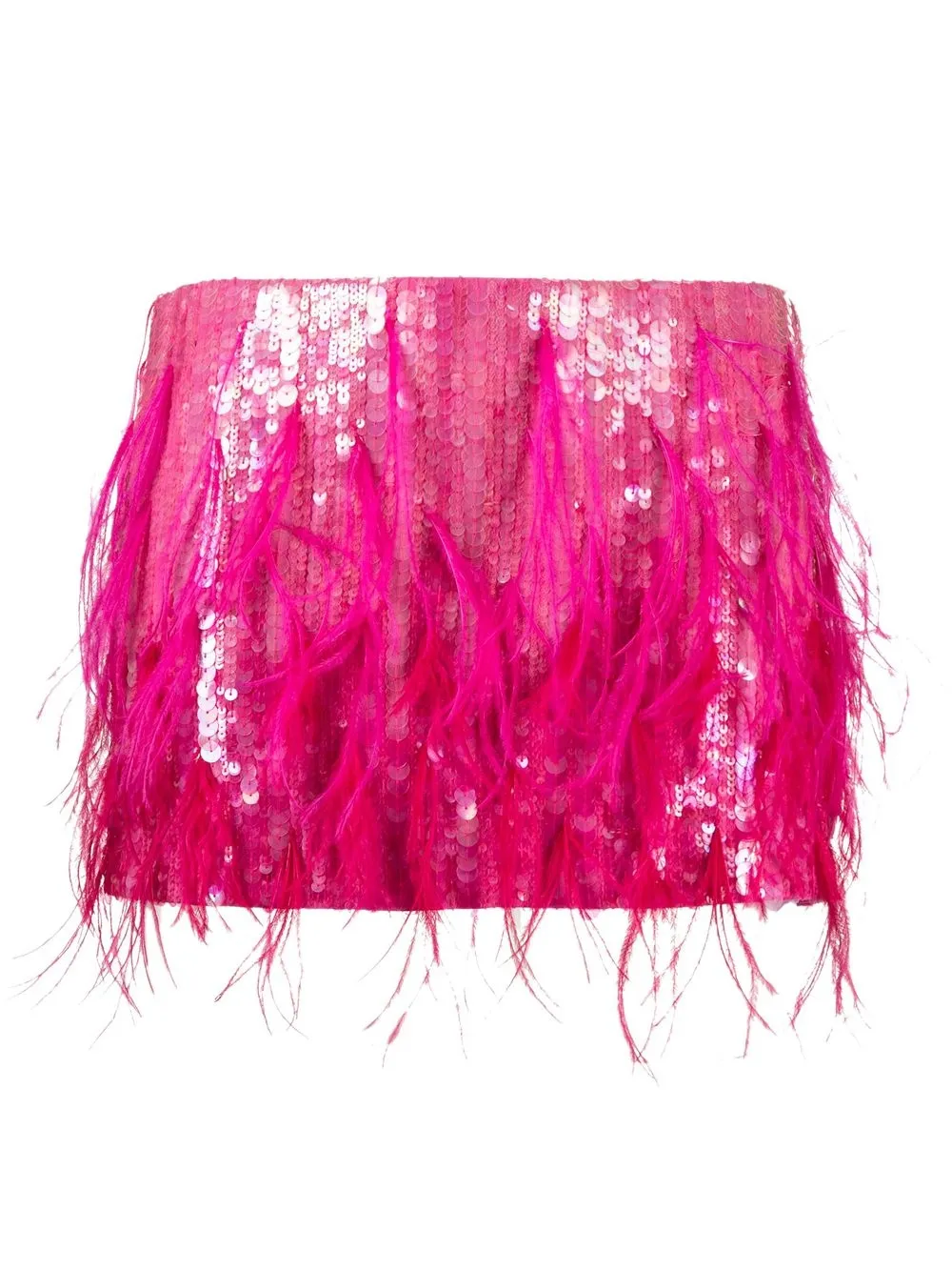 

Retrofete falda Athana con lentejuelas y ribete de plumas - Rosado