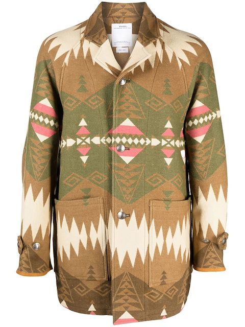visvim ikat-pattern wool coat