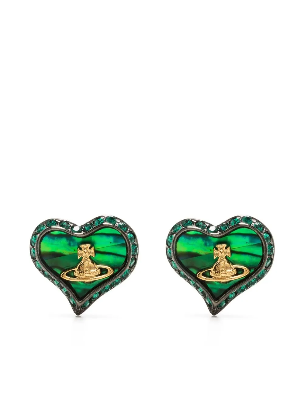 

Vivienne Westwood aretes con forma de corazón y placa Orb - Verde