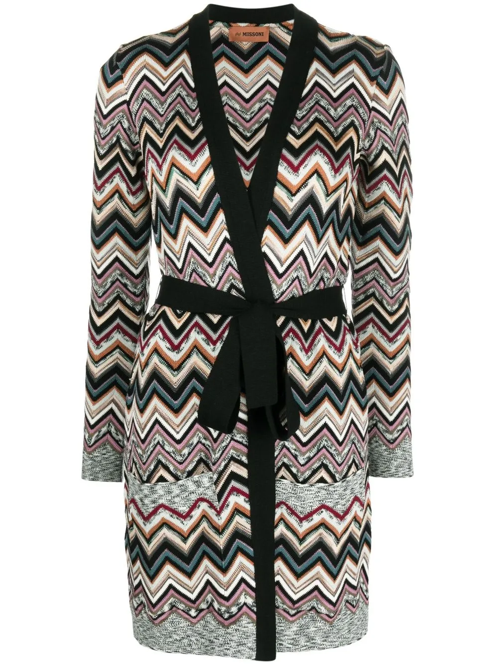 

Missoni zigzag-woven belted cardigan - Black