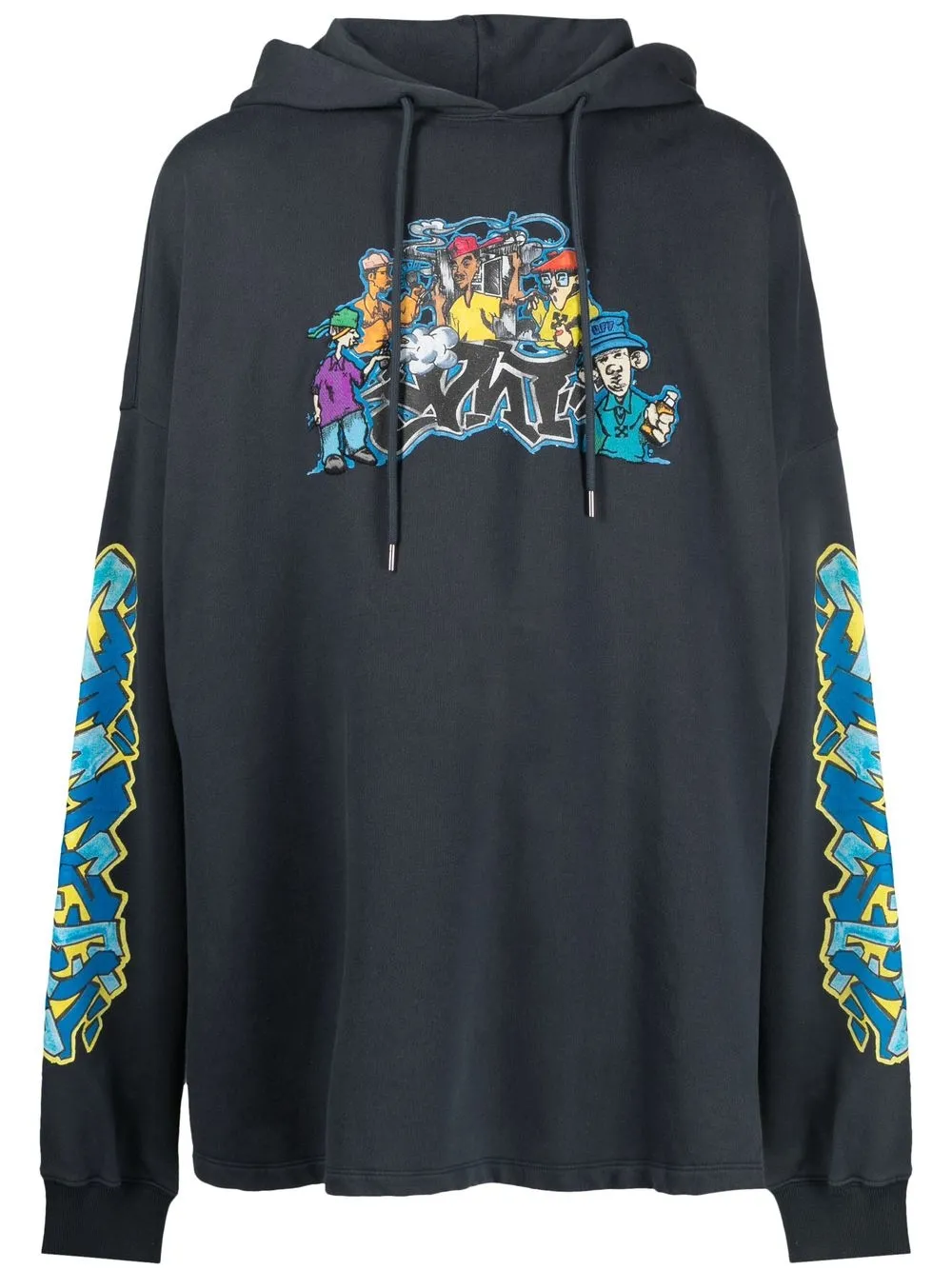 

Off-White graphic-print drawstring hoodie - Blue