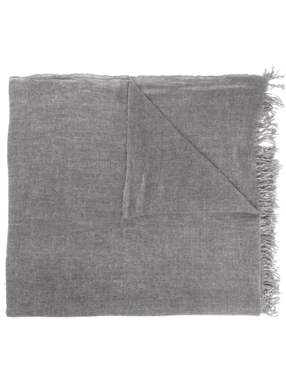 

Seventy fringe-detail wool scarf - Grey