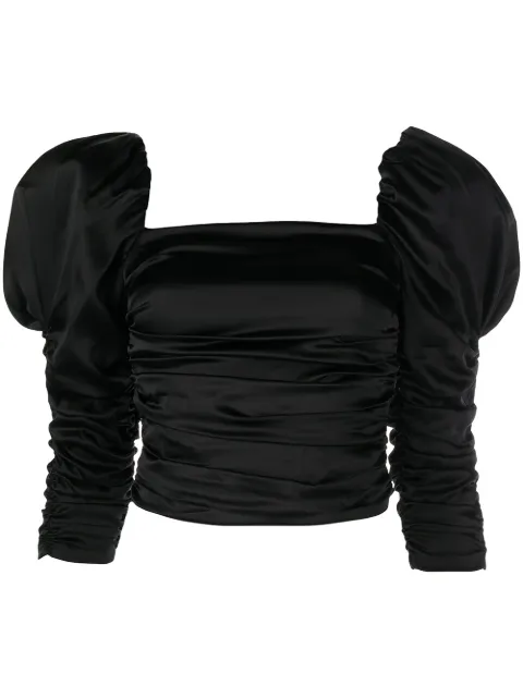 alice + olivia top Katrice fruncido con mangas farol 