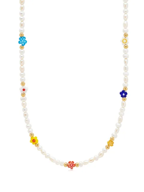 Nialaya Jewelry collar con perlas y apliques florales