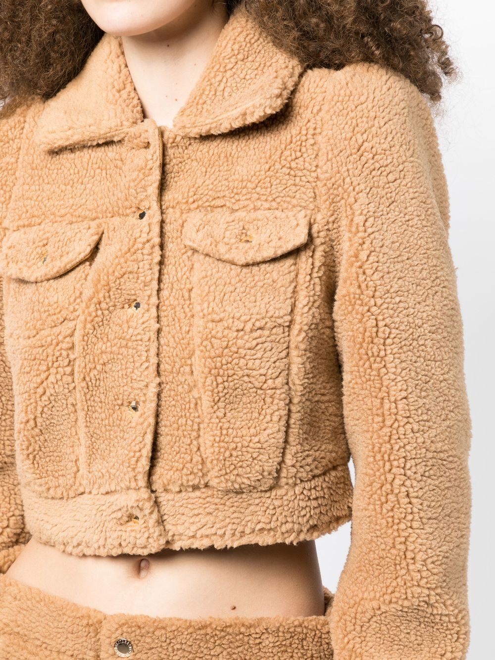 bardot crop sherpa jacket