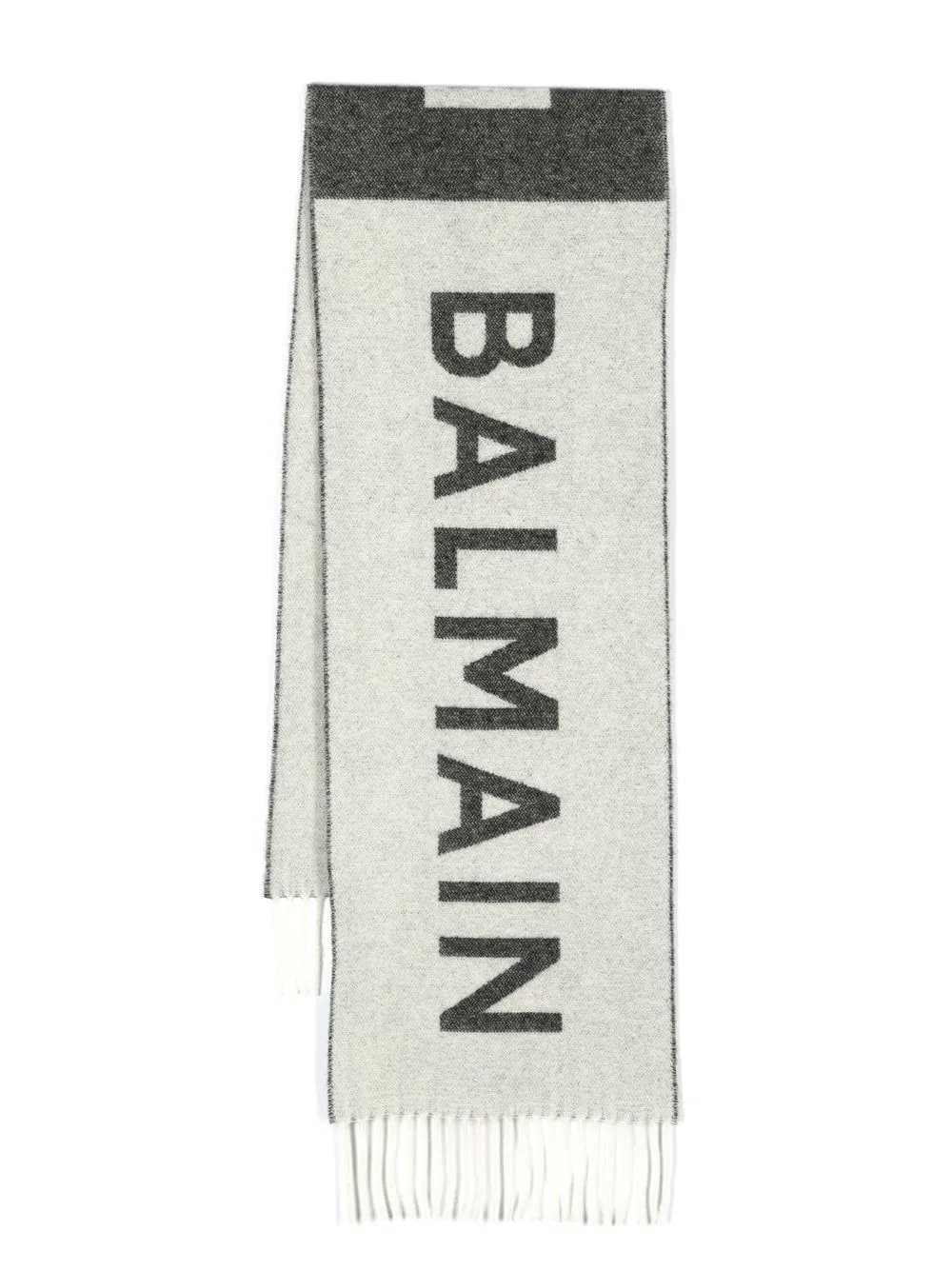 

Balmain Kids contrast-logo wool scarf - White