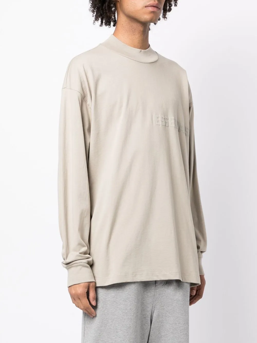  Fear Of God Essentials Langarmshirt Mit Logo Prägung   Nude 