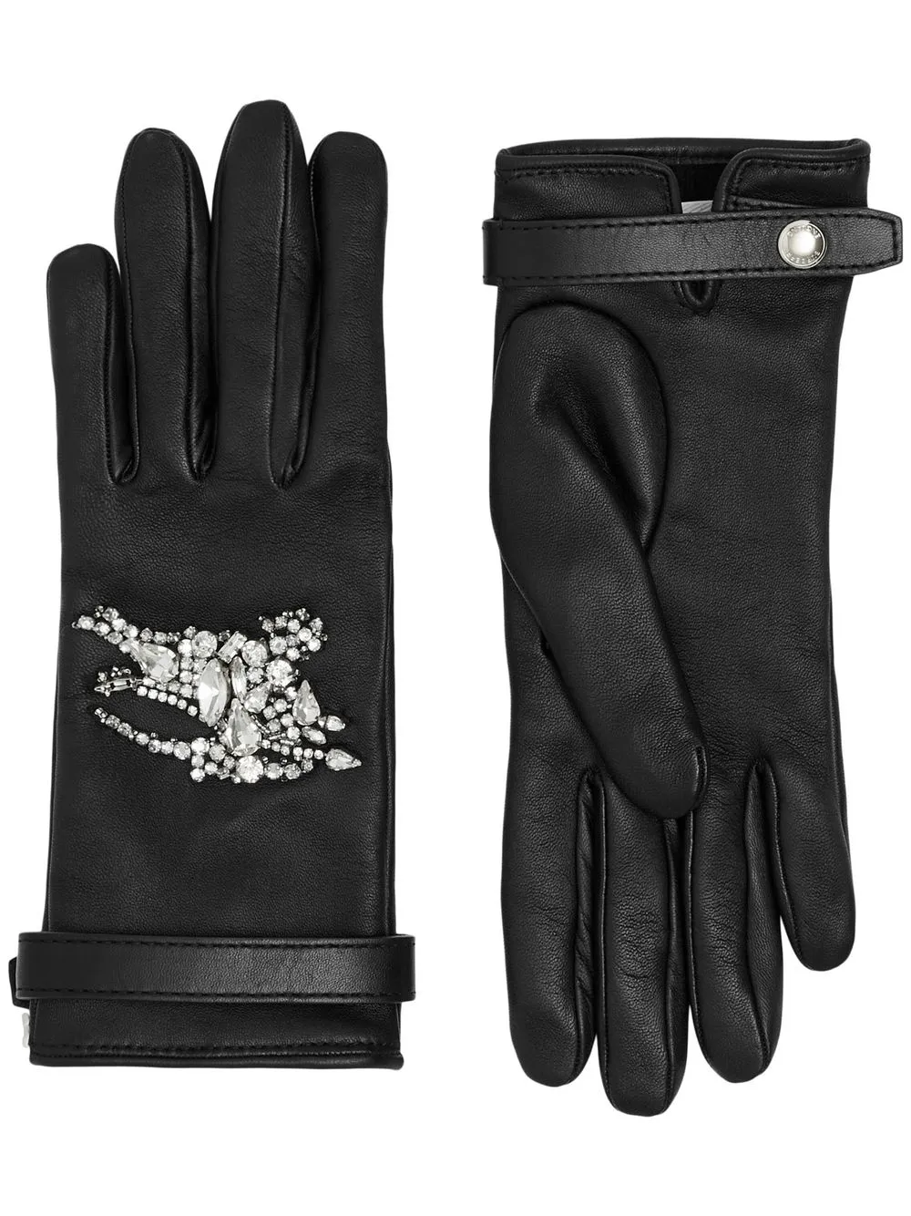 

Burberry Equestrian Knight crystal-embellished gloves - Black