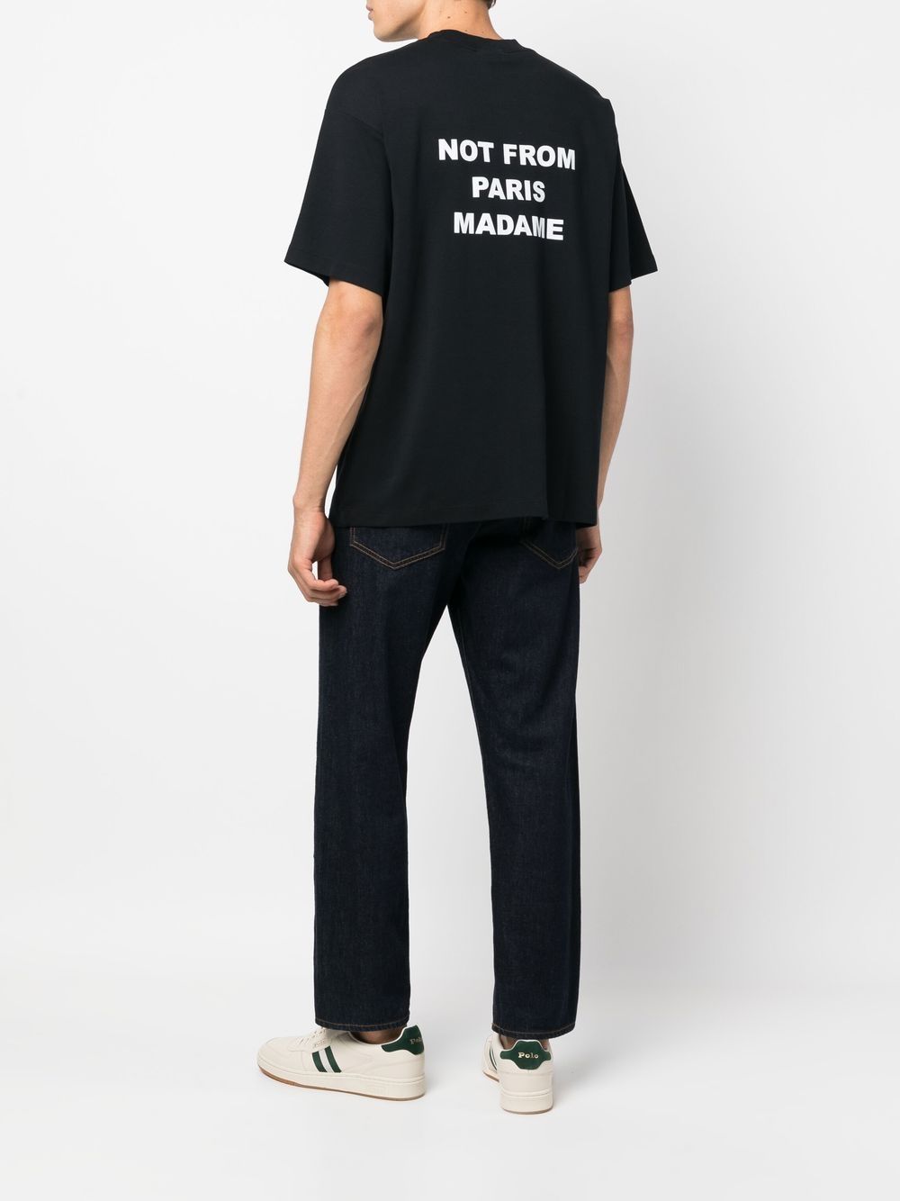 Shop Drôle De Monsieur Slogan-print T-shirt In Schwarz