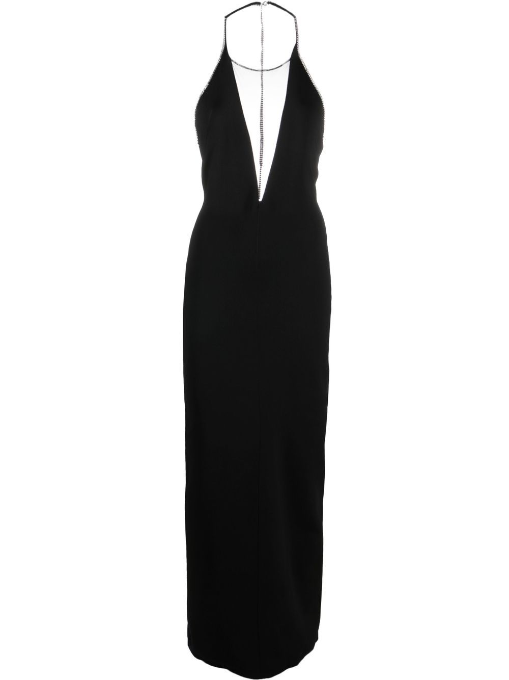 

Galvan vestido de fiesta con cuello halter y panel transparente - Negro