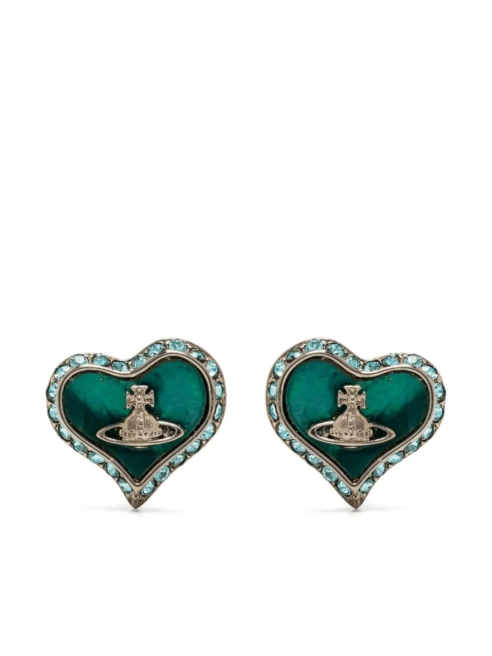 

Vivienne Westwood aretes con forma de corazón y placa Orb - Azul