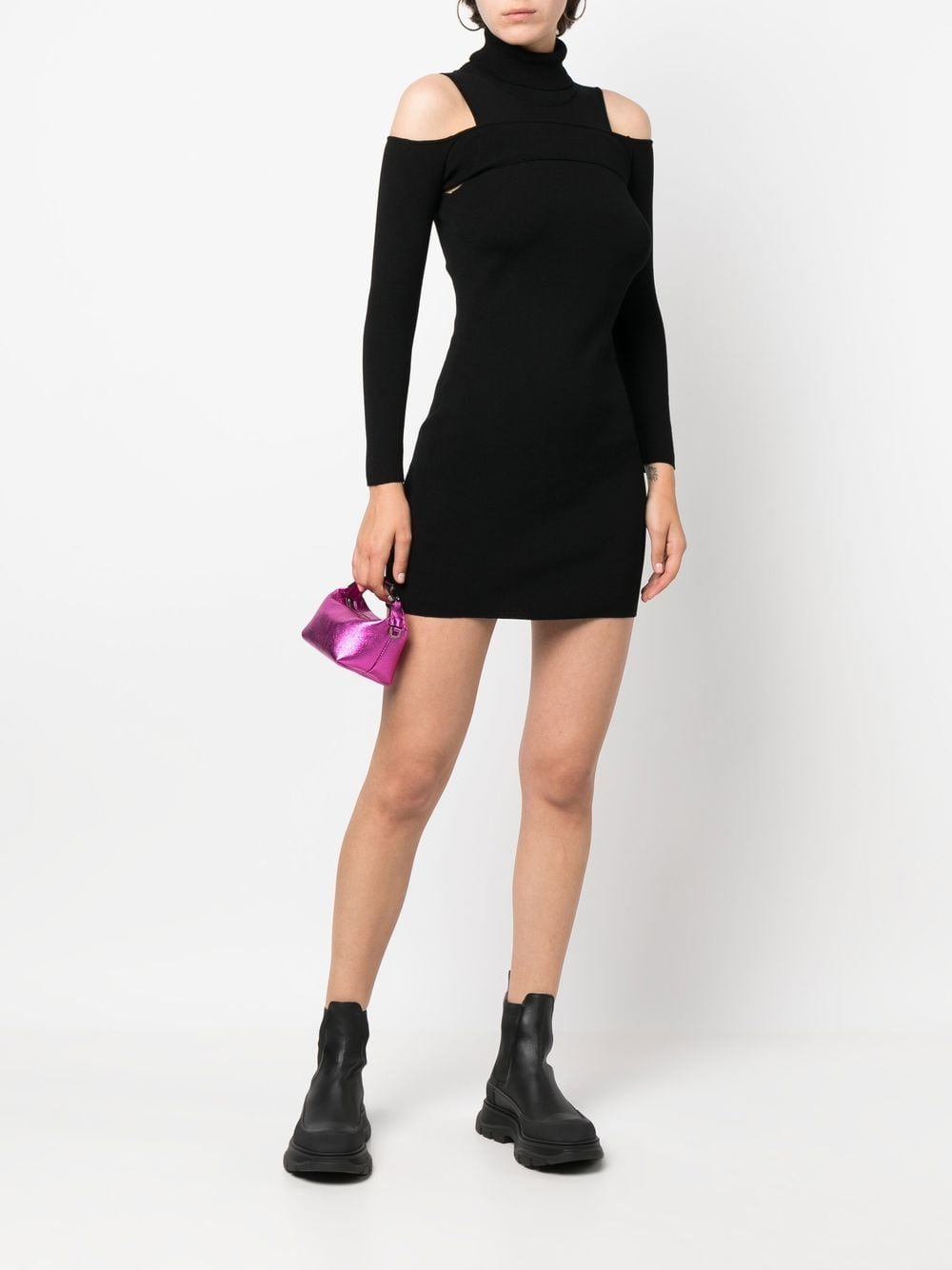 Shop Costume National Contemporary Cut-out Knitted Mini Dress In Schwarz