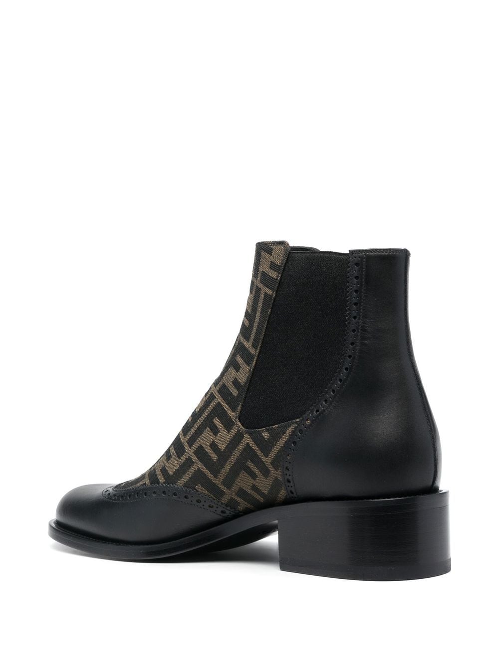 Shop Fendi Monogram-pattern Leather Ankle Boots In Black