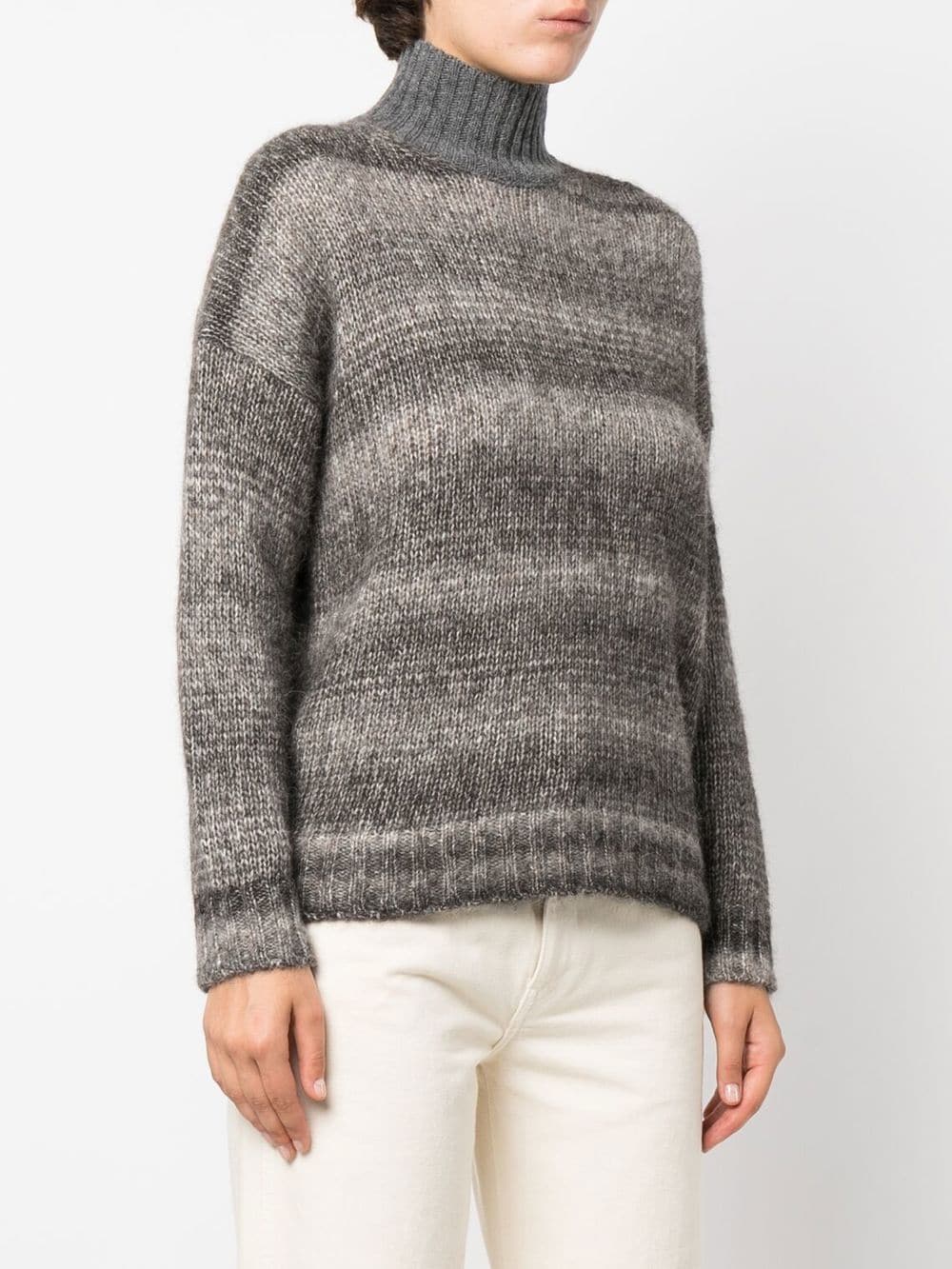 Shop Woolrich Striped Wool-cotton Jumper In Grau