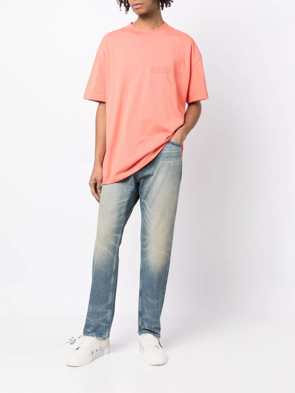  Fear Of God Essentials T Shirt Mit Logo Prägung   Rosa 