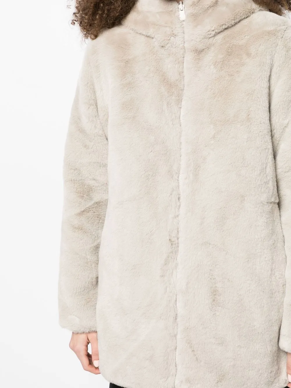 Save The Duck Reversible Padded Faux-fur Zipped Coat In Nude
