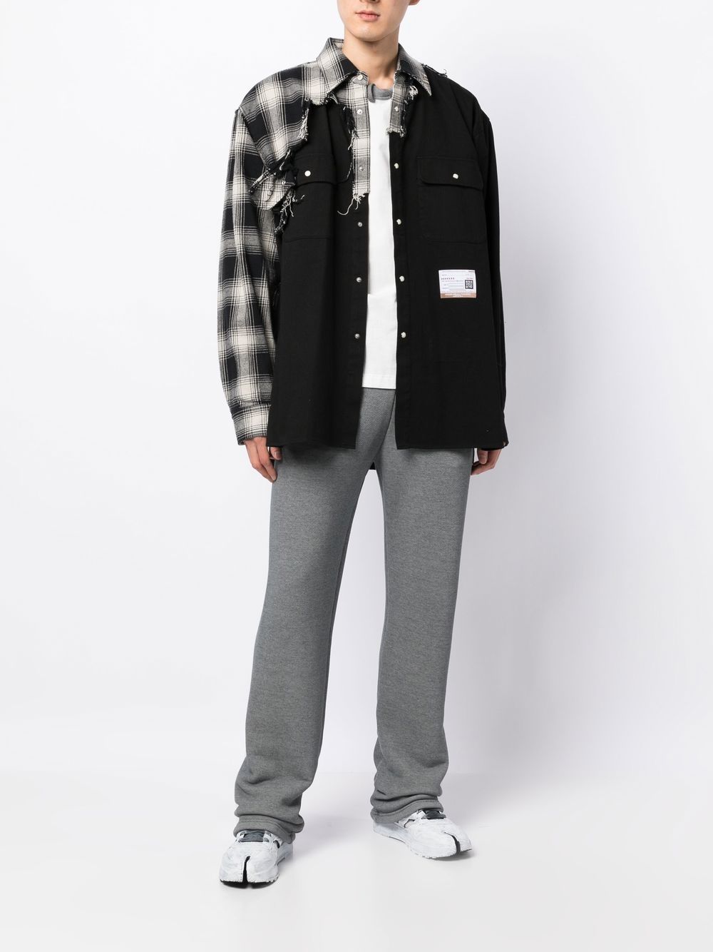 Maison Mihara Yasuhiro Distressed check-print Patchwork Shirt - Farfetch