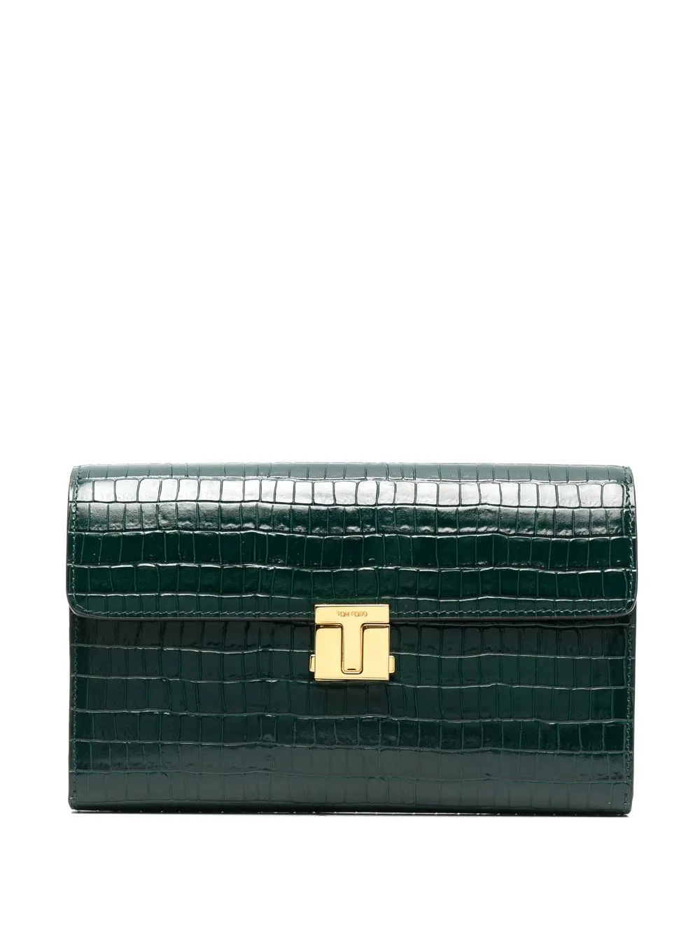 

TOM FORD embossed-crocodile effect clutch - Green