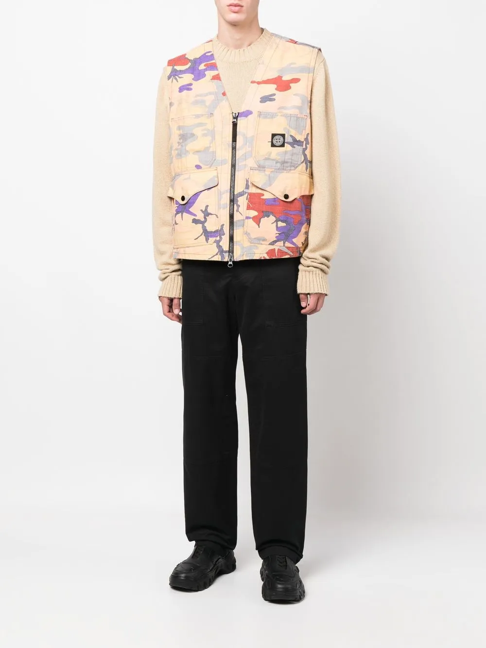 Stone Island Gilet met camouflageprint - Beige