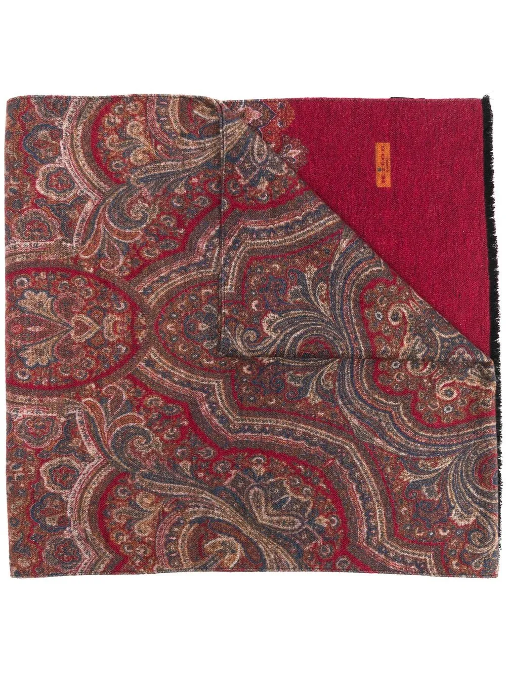 

Kiton paisley-print silk scarf - Red