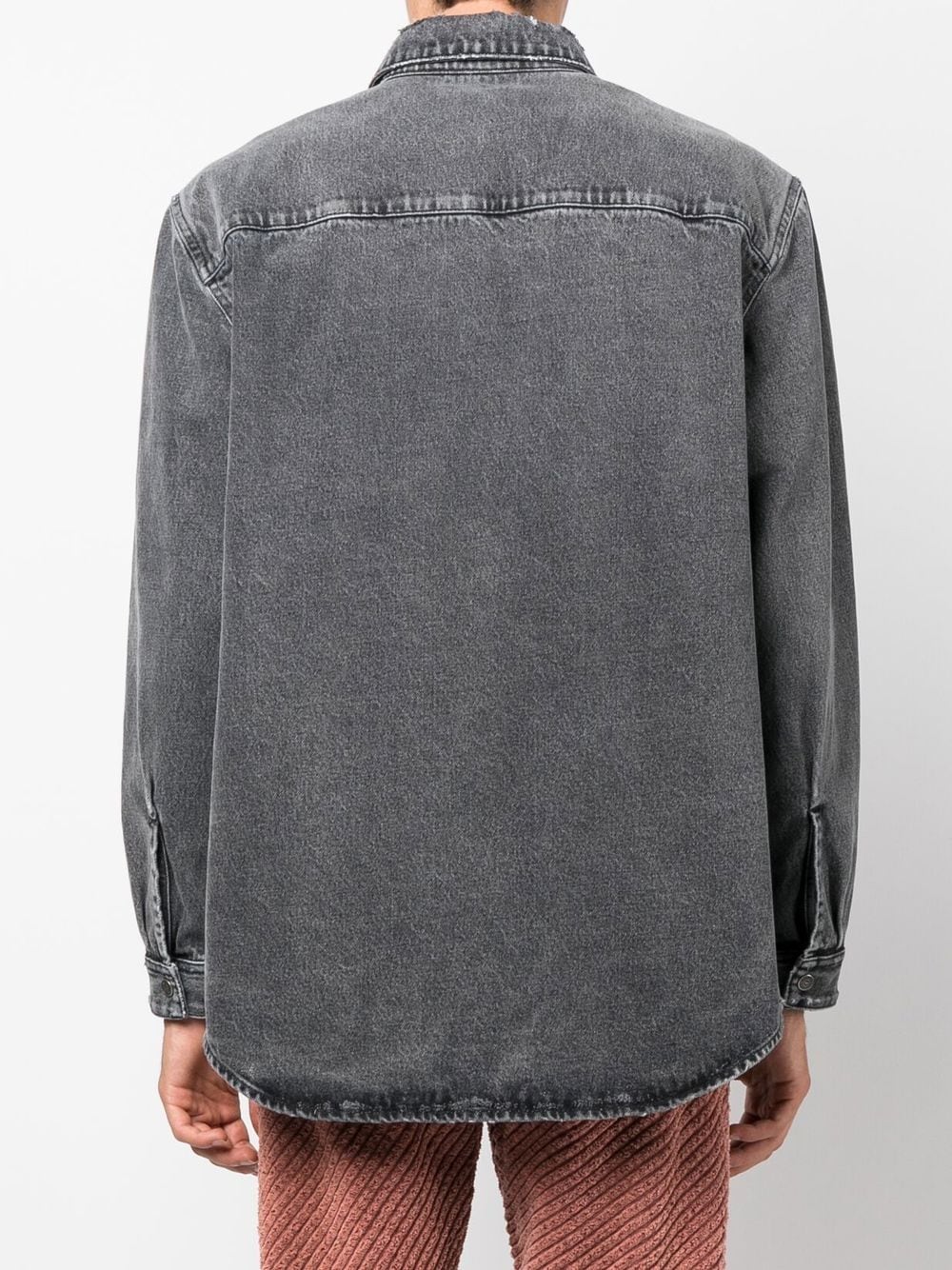 Shop Diesel D-simply-over-fsb Distressed Denim Shirt In Grey