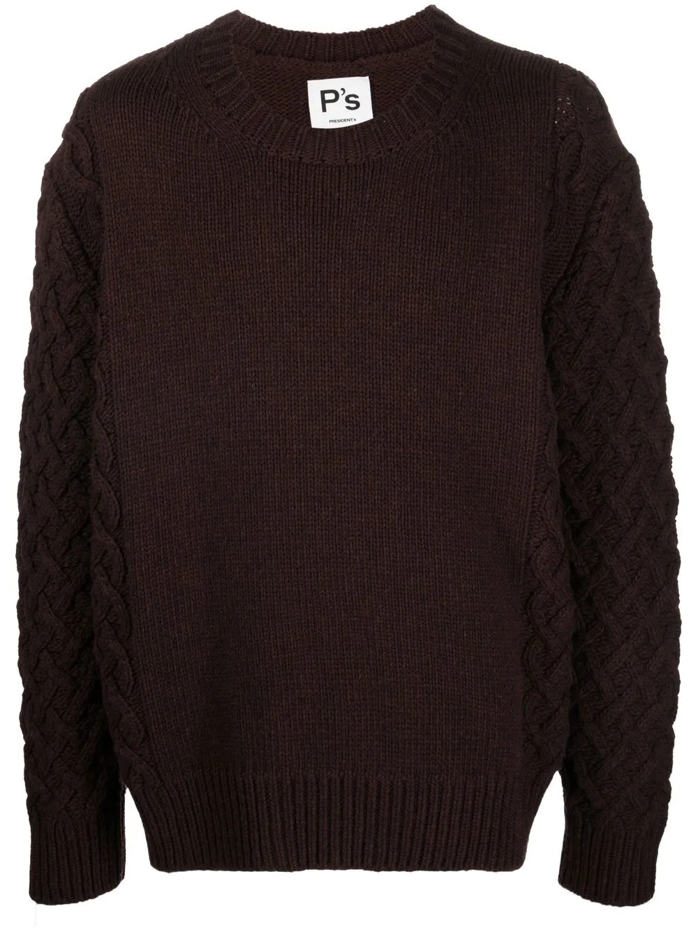 

President’S cable-knit crew neck jumper - Brown