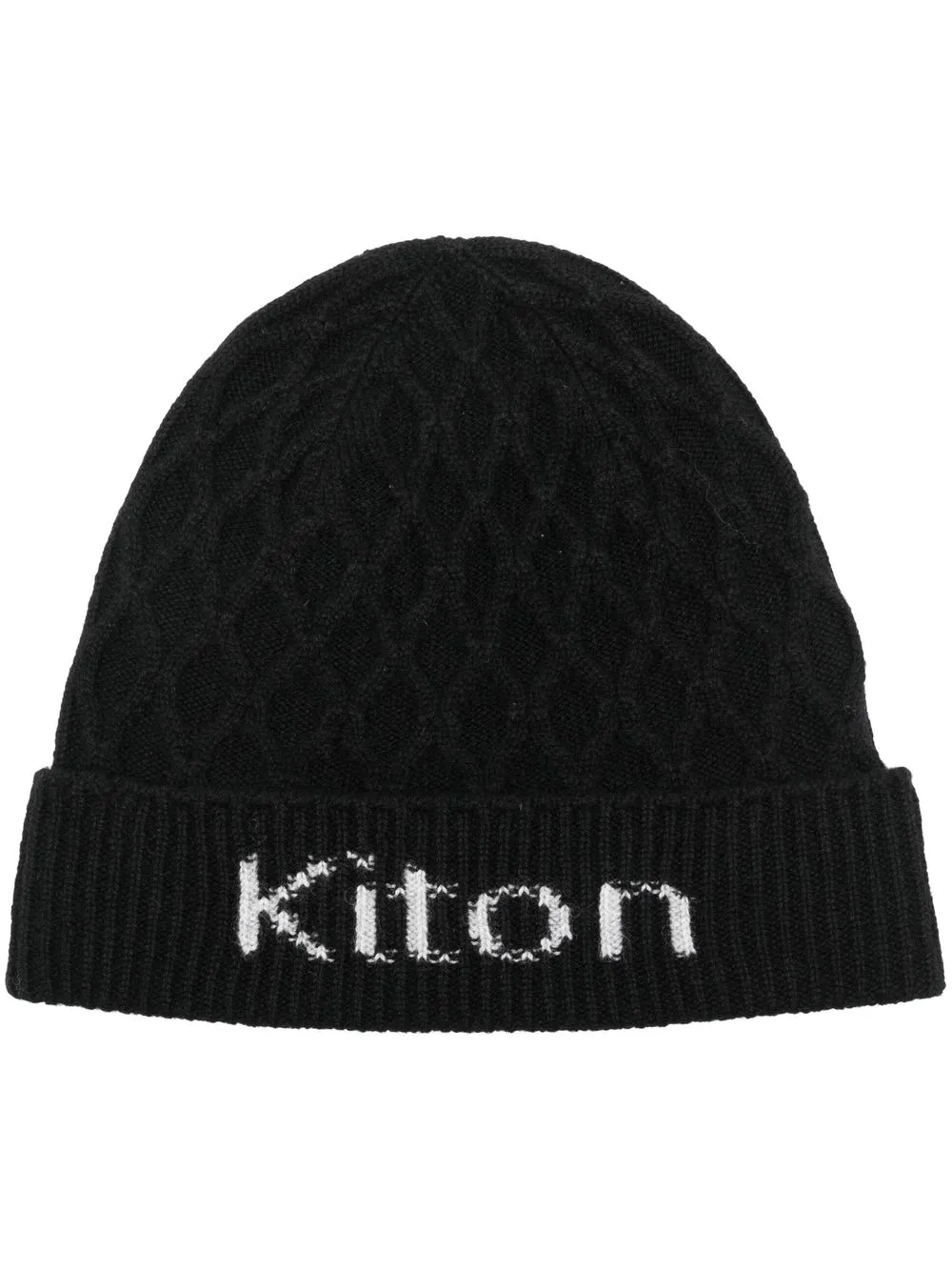 

Kiton embroidered-logo cashmere beanie - Black