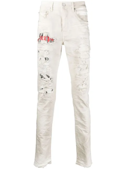 Purple Brand paint-splatter tapered jeans 