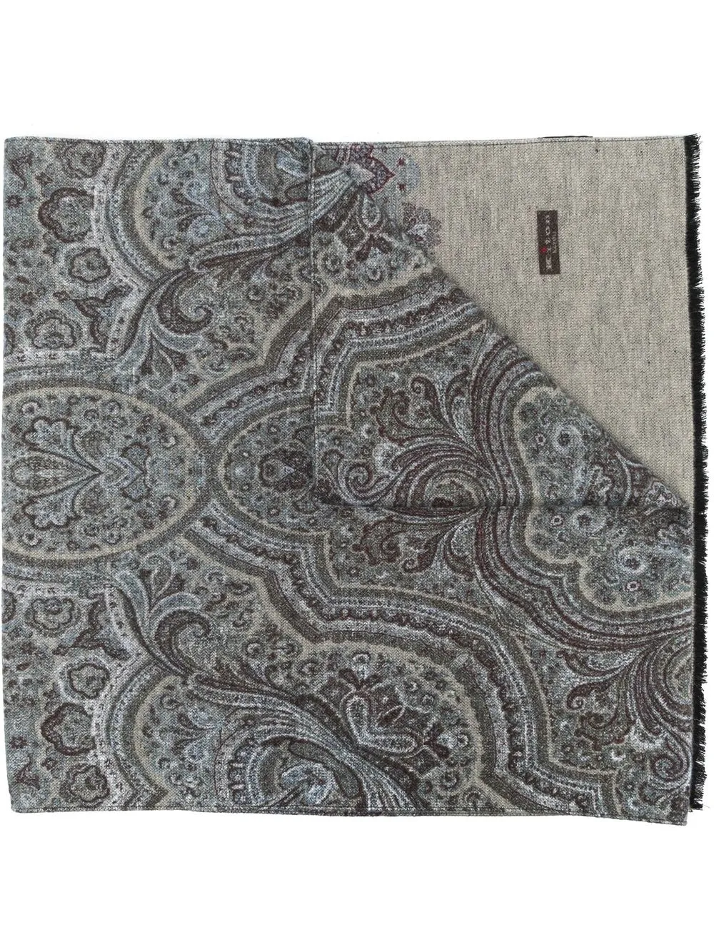 

Kiton paisley-print silk scarf - Grey