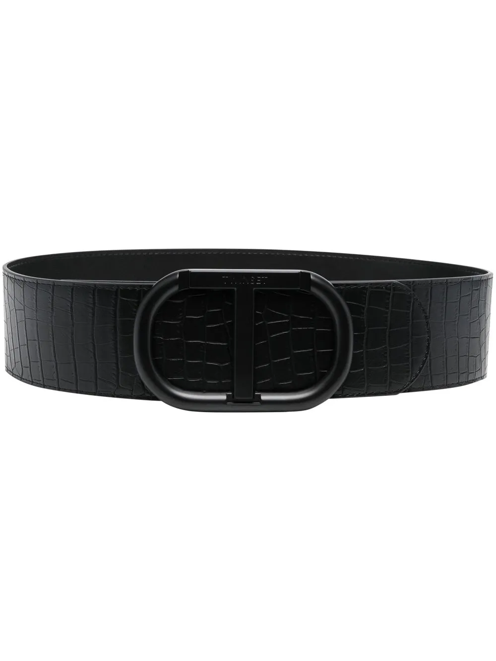 

TWINSET embossed-crocodile buckled belt - Black