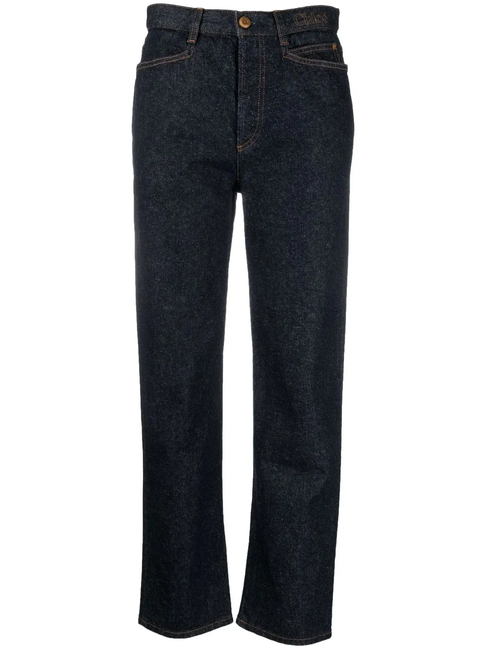 

Chloé embroidered-logo contrast-stitch jeans - Blue