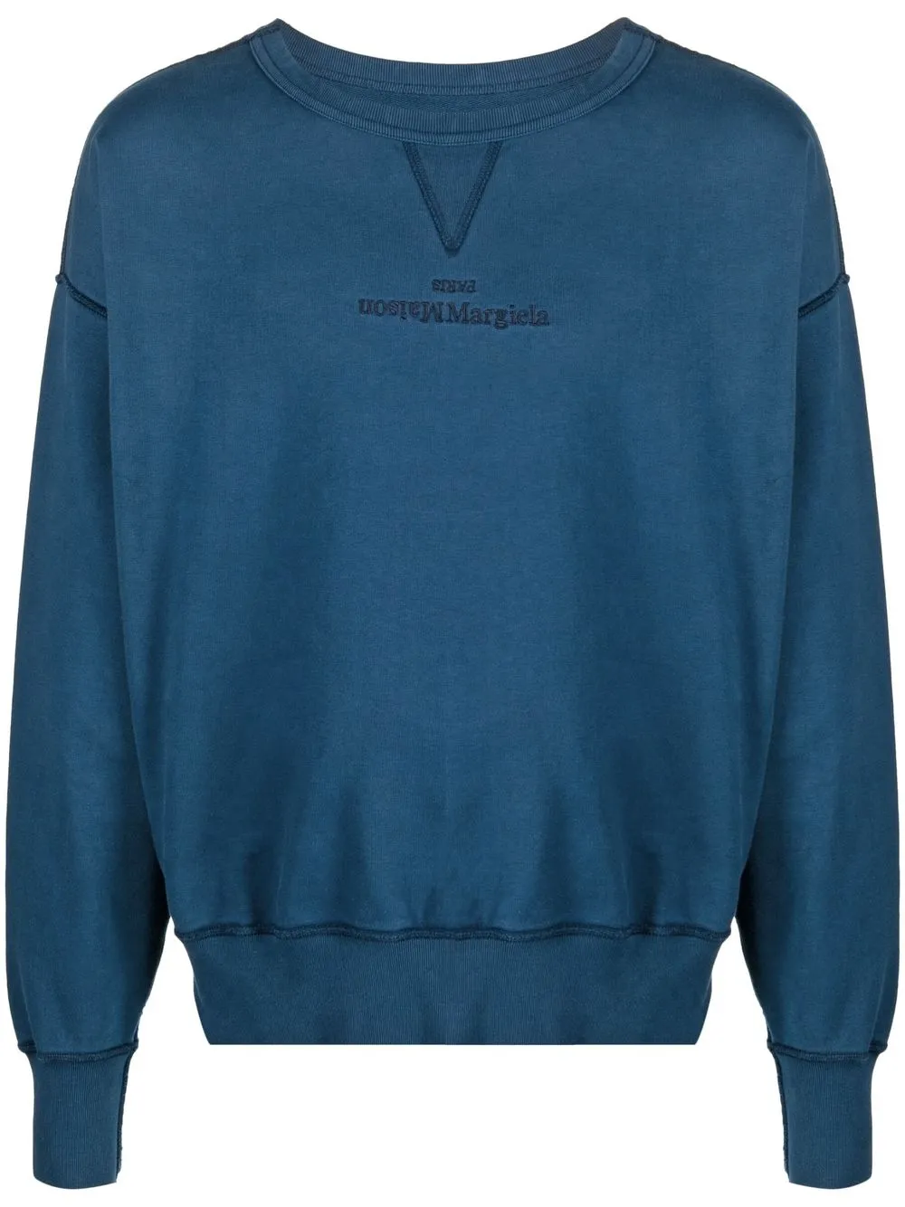 maison margiela sweat à logo brodé - bleu