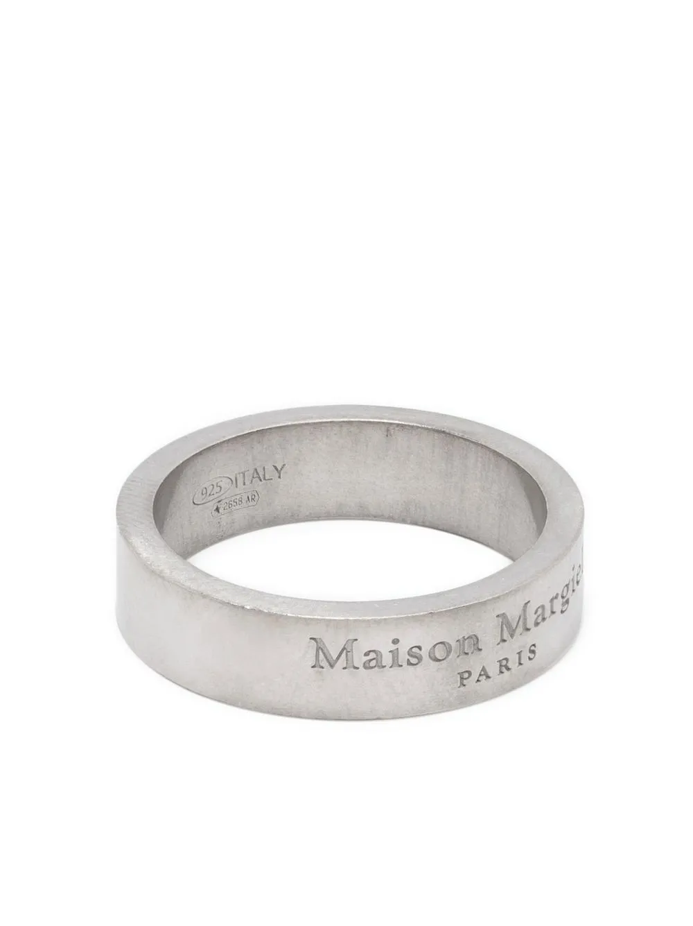 Shop Maison Margiela Logo-engraved Ring In Silber