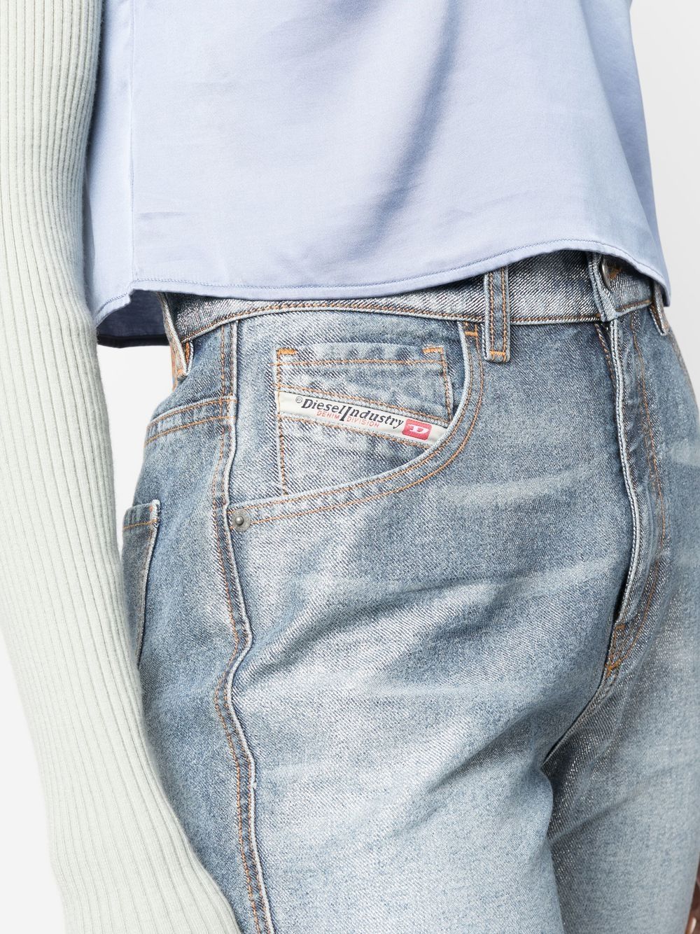 Shop Diesel High-rise Slim-fit Jeans In Blau