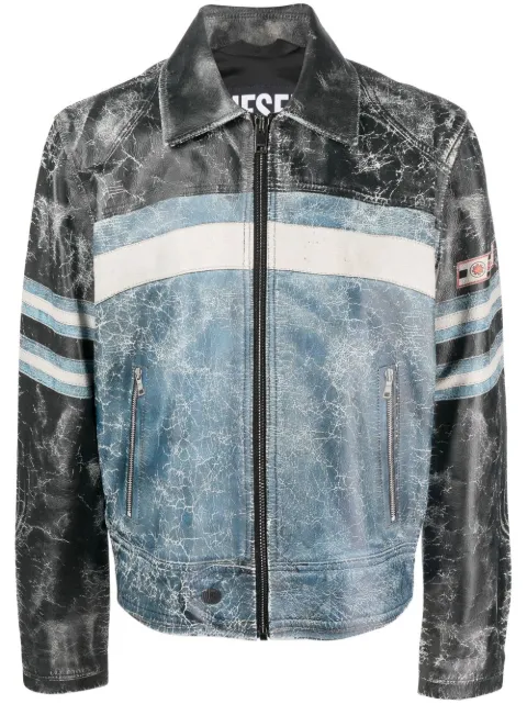 Diesel L-Prom trompe l'oeil print leather jacket