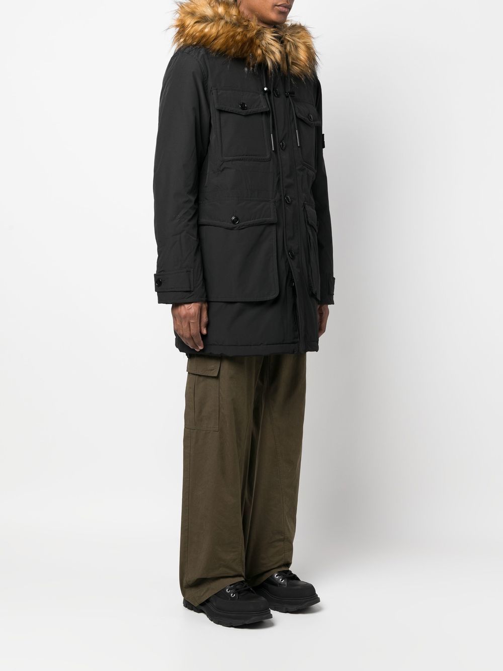 Shop Diesel Hooded Parka Coat In Schwarz