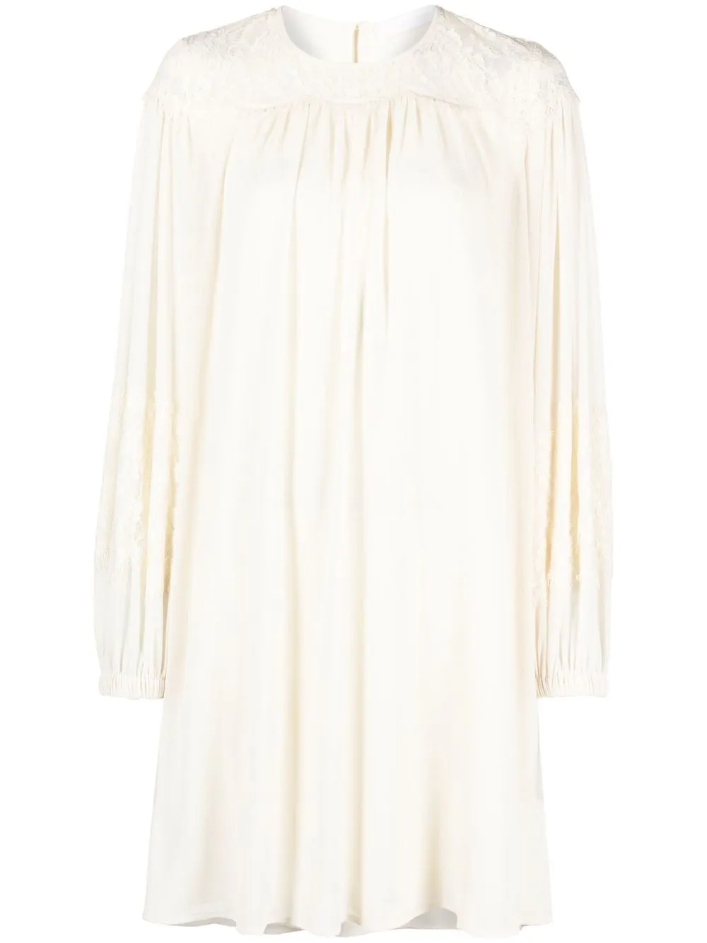 

See by Chloé Flowy puff-sleeve minidress - Neutrals