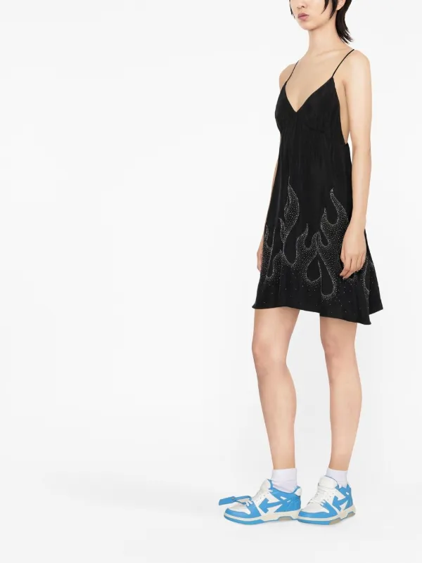 Palm Angels flame-print Minidress | Black | FARFETCH