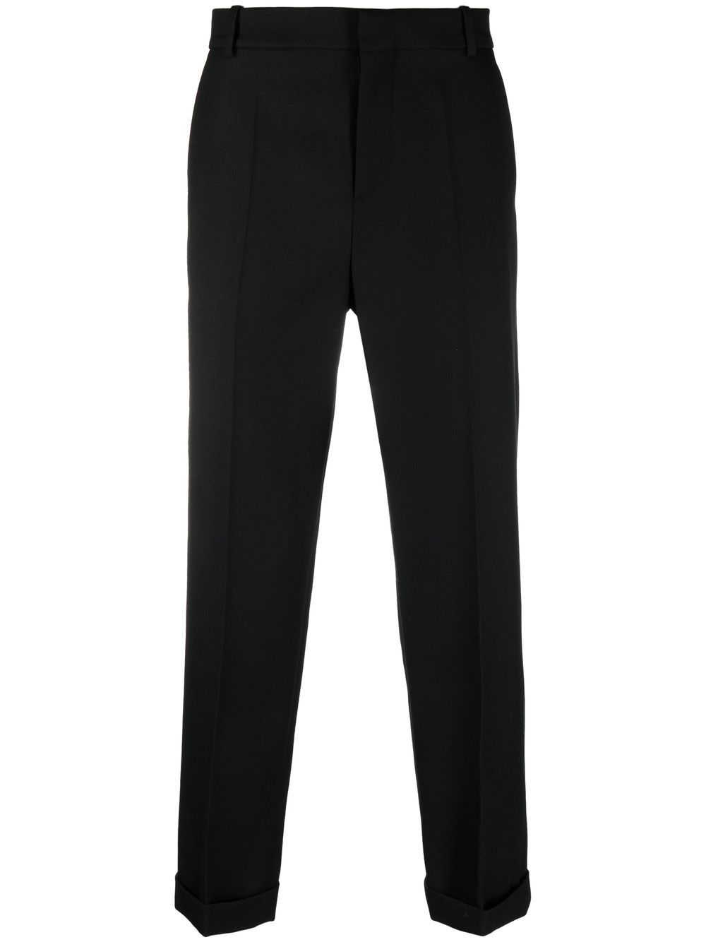 Wool Cropped Straight-leg Suit In Noir ModeSens