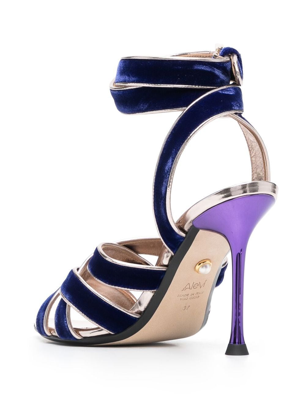 Shop Alevì 105mm Strappy Leather Sandals In Blue