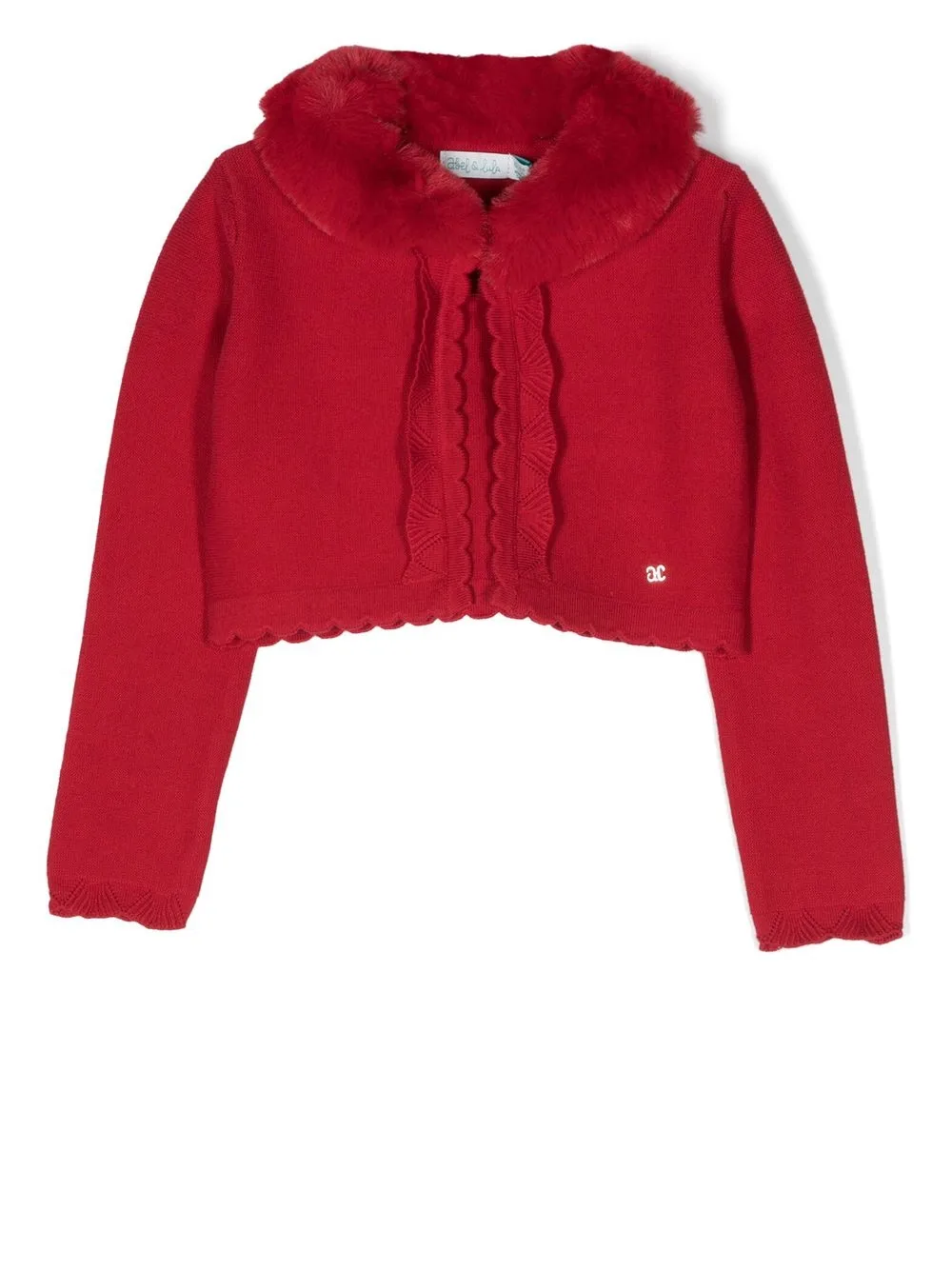 

Abel & Lula faux-fur trim cropped cardigan - Red