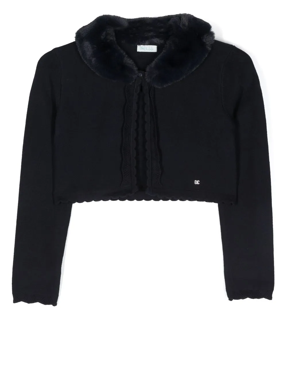 

Abel & Lula TEEN faux-fur trim cropped cardigan - Blue